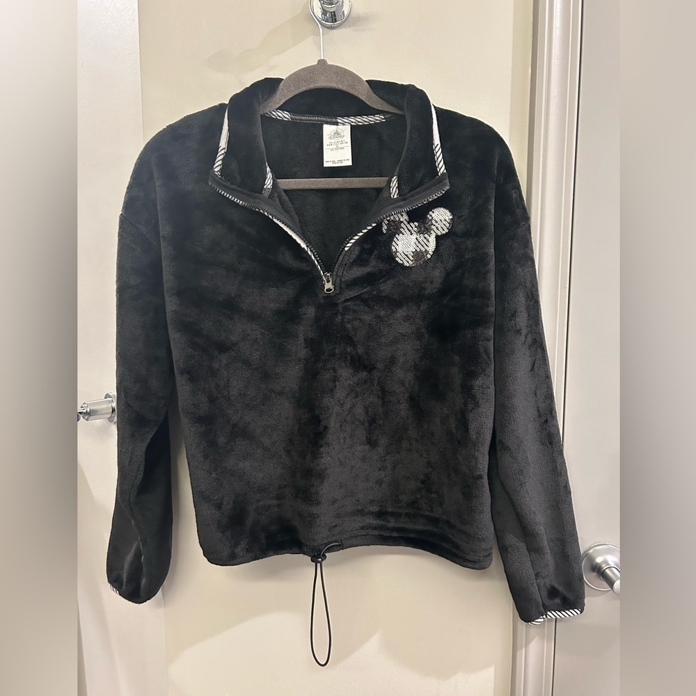 Disney Black Plush Half-Zip Pullover Sweatshirt
